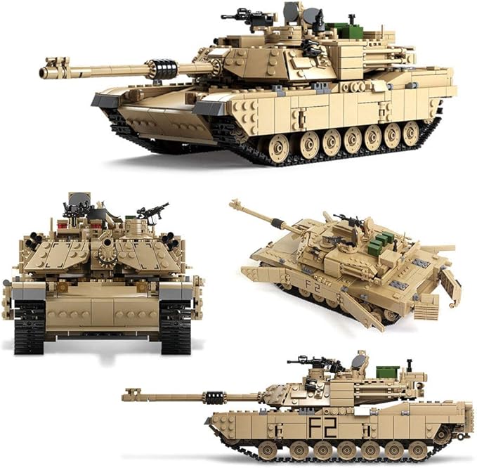 Feleph M1A2 Tank Set Military Model Kit 1:28 Scale WW2 Army Custom Vehicles Set 2-in-1 Tank Hummer Building Bricks Toys for Model Lovers (1463 Pieces)