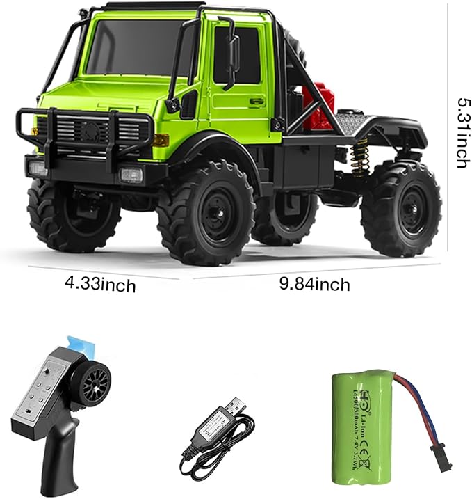 1/18 RC Semi-Truck for Adults MN-333 Unimog Off-Road RC Rock Crawler 4WD RC Truck RTR Transport Car Alloy Model for Hobby Toy Gifts (Green)