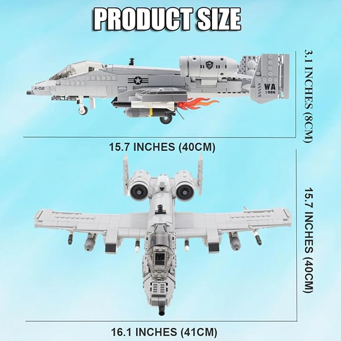 961pcs A-10 Warthog Plane Building Toys Sets Fighter Jets Building Blocks WW2 Airplane Military Model Kits Ideal Gifts for Adult