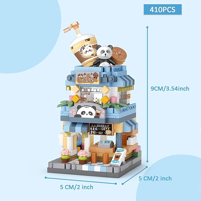 4 Mini City Shop Street View Building Blocks Model SetSimulation Architecture Collection Particle Construction Building Bricks ToyHome Decoration