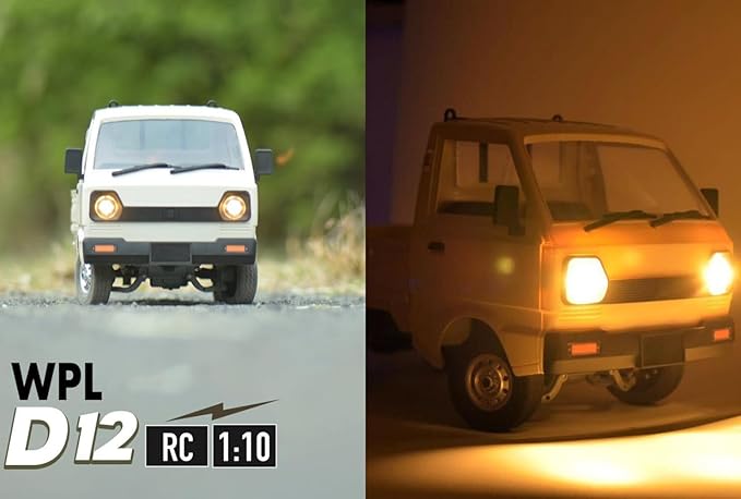 WPL D12 RC Car 1/10 RC Drift Car RTR Remote Control Car Kei Truck Crawler Off Road 2.4G with Proportional Throttle Steering 260 Motor Rear Drive Hobby Grade Toy Adult Age 16+