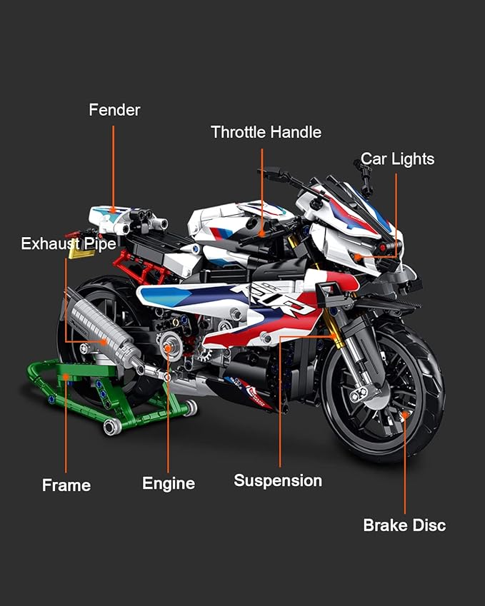 dOvOb Motorcycle 1000 RR Model Building Blocks Set 912 Pieces Bricks MOC Toys as Gift for Kids or Adult