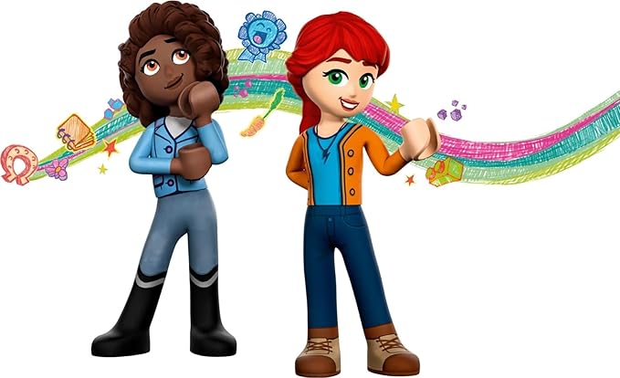 Lego Friends Riding School Set with 2 Toy Horses Aliya and Mia Mini Dolls Riding Stable and Horse Toy Animal Care Gift for Children Girls and Boys from 4 Years 41746