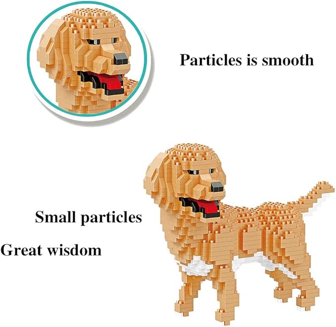Mini Dog Building Blocks 3D Puzzle Building Blocks Set Toys Gifts for Kids or Adult (Golden Retriever 824PCS)