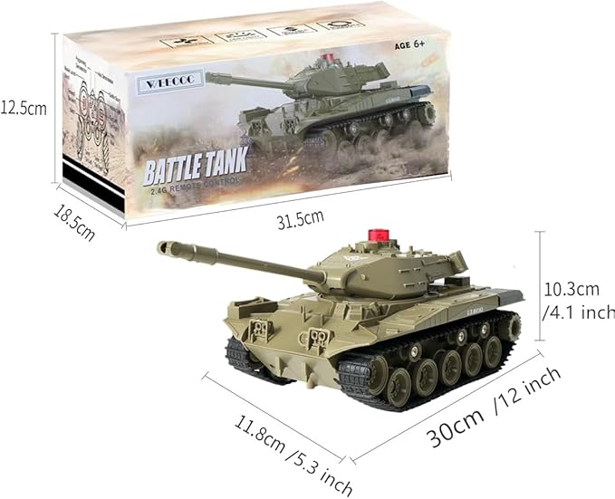 RC Tank Military Truck Vehicles RC Car 2.4Ghz Radio Controlled Military Battle Tank Toy 270°Rotational Realistic Sounds Electronics Hobby Toys for Kids Boys (Green)