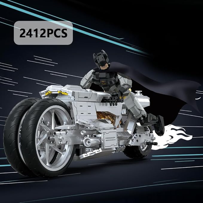 Dark K-Night Motorcycle Building Blocks Set for Adults Classic Vintage Motorbike Model Toy Collectible Gift for Motorcycle Enthusiasts- 2412Pcs