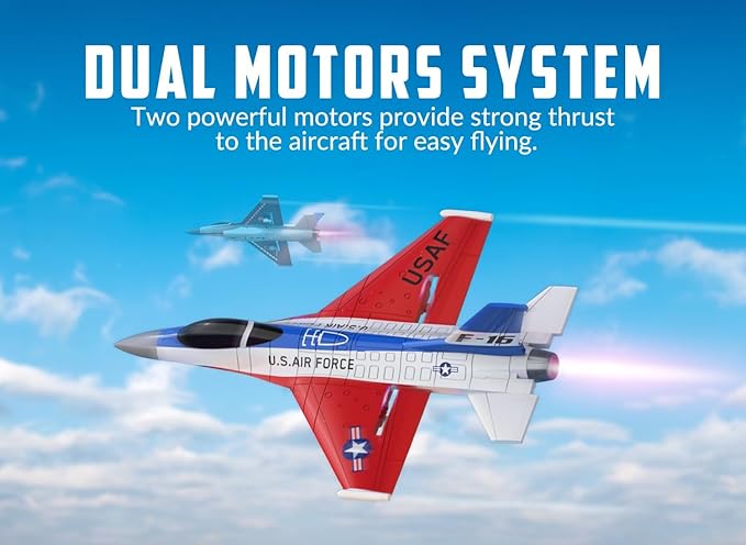volantexrc RC Plane F-16 Fighting Falcon - 2.4Ghz 2CH Remote Control Airplane Jet Fighter Ready to Fly with Cool Lights for BeginnersAdults (762-4)
