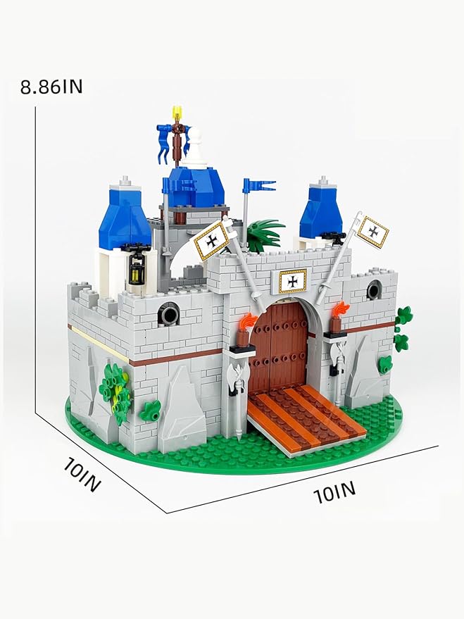 Medieval Knight Castle Building Blocks Set – Comes with 12 Knights Figures  Compatible with Lego Medieval Town Square House Toys  for Adults &amp Children Ages 6+