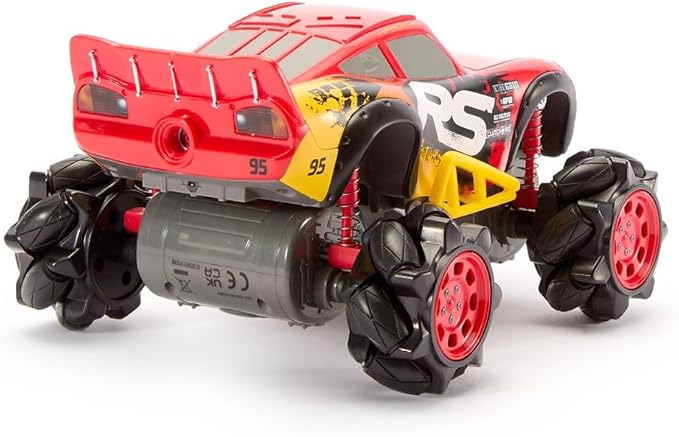 Disney Store Official Lightning McQueen Light-Up Remote Control Car - Lightning McQueen RC Car with Monster Truck Wheels 2.4GHz Radio Controlled RC Toy with 360° Spin &amp Light-Up Smoke Effect
