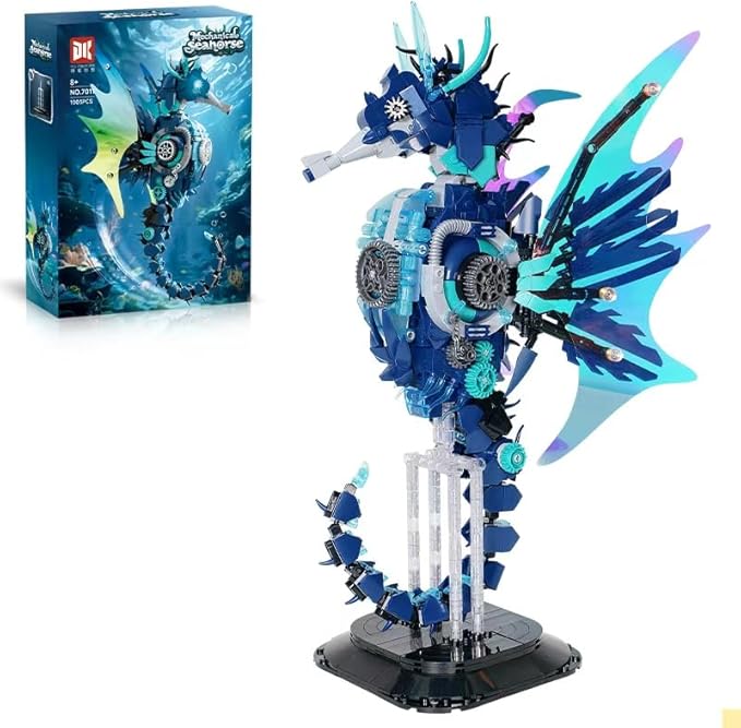 Mechanical Seahorse Building Set Compatible with Lego Model STEM Educational Creative Construction ToyOcean Creature Collector's Item Perfect Office &amp Home Décor Gift for Boys Ages 8-16 1003pcs