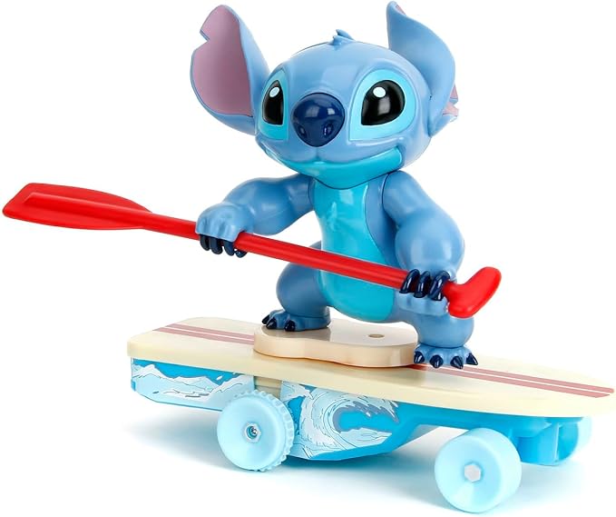 Jada Radio Control Stitch with Surfboard - 2.4 GHz - Straight Forward and Reverse Curve - 1 Channel - Integrated Figure - for Children from 3 Years - 25 cm - (253074009)
