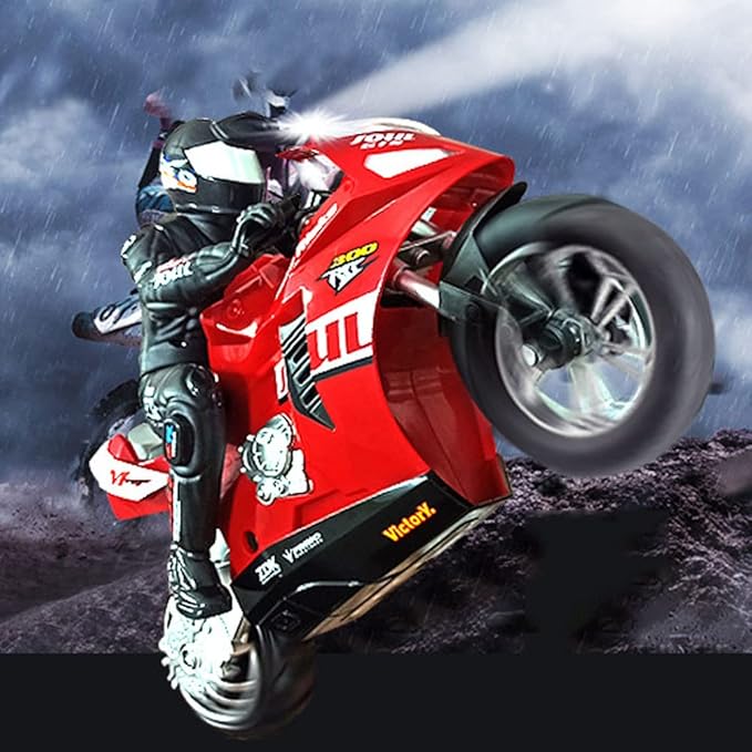 Remote Control Motorcycle High Speed Self Balancing Single Wheel Stunt RC 1/6 Scale 360 Rotating LED Flashlight Toy Best Xmas Gift for Boys &amp Girls Blue