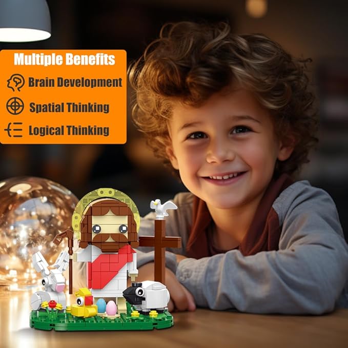 Jesus Building Block Set The Shepherd God Building Blocks Toy Jesus Figure Decors Gift for Christmas Easter Birthday Christian Adults &amp Kids