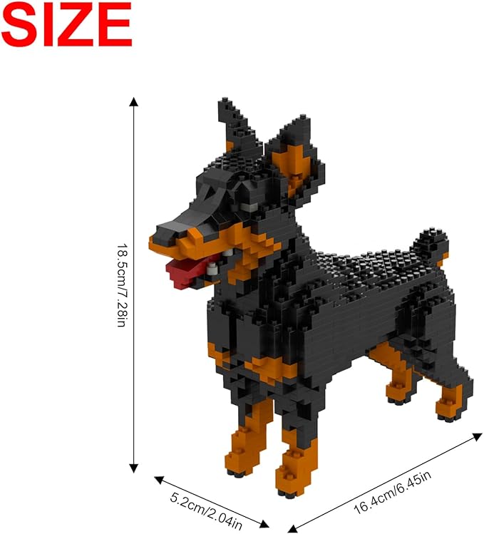 Larcele Micro Building Blocks Animal Set DIY Mini 3D Building Toy Bricks957 Pieces KLJM-05(Dobermann)