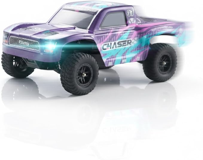 FMS FSC24 Chaser 1/24 RC Car 4X4 Off-Road High-Speed Short-Course Truck 2 Speed Transmission Brushless-Ready and 30-Minute Runtime2.4GHz Electric Vehicle Toys Gifts for Adults (Purple)