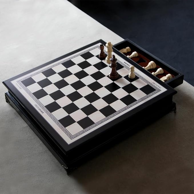 15 Wooden Chess Set Large Size Board Built-in Storage Drawer - 2 Extra Queens - Wooden Chess Pieces - Gift wrap Adult and Children's Board Games