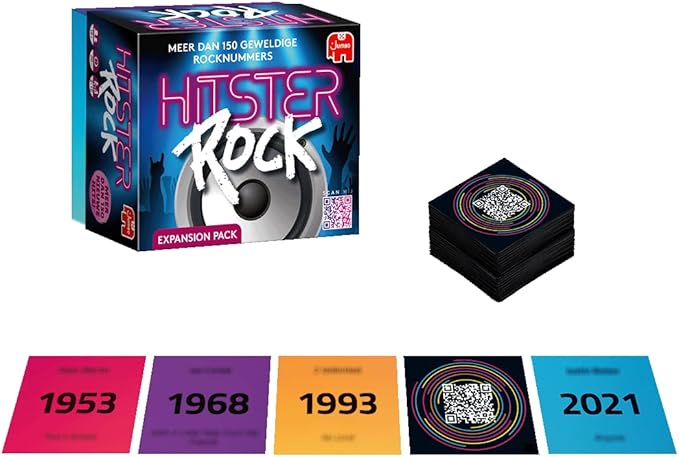 Hitster Rock expansion Expansion set Music game Action game Adult board game Music game Card game from 16 years 2-10 players Party Game Dutch