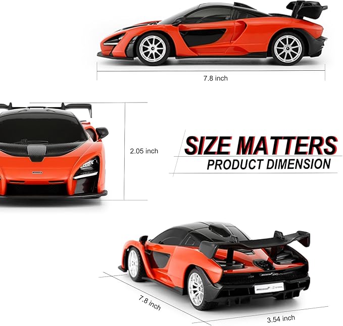 1:24 Scale Remote Control Car for McLaren Senna 2.4GHz Model RC Cars Electric Sport Racing Hobby Vehicle Gift for Adults Kids Boys Girls - Orange