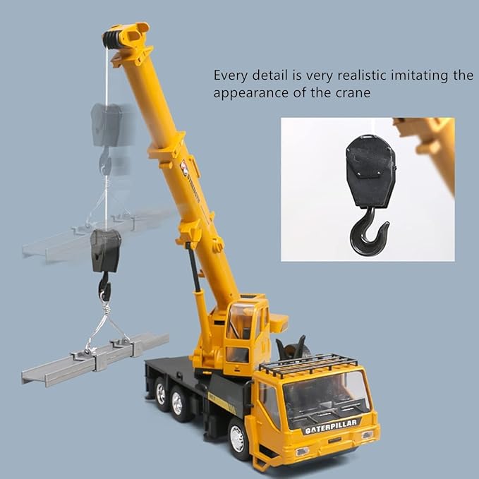 RC Crane Construction Tractor Remote Control Large Crane Truck wiht Light and Sound Rechargeable Electronics Hobby Toys for Kids Boys Child (Yellow)