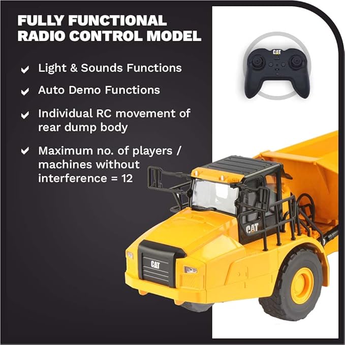 Diecast Masters 1:24 Scale Radio Control Caterpillar 745 Articulated Truck - 25004 - Fully functioning with Sound &amp Light Functions - Dump Bed and Wheel Movements - Radio Control Series