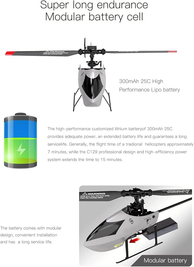 GoolRC C129 V2 RC Helicopter 4 Channel Remote Control Helicopter with 6-Axis Gyro 2.4GHz RC Aircraft with 3D Flips Altitude Hold One Key Take Off/Landing and 3 Batteries for Adults and Beginners