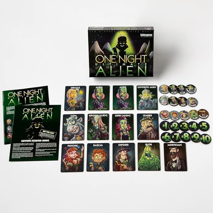 Bezier Games One Night Ultimate Alien Fun Party Game for Large Groups Fast-Paced Gameplay Engaging Social Deduction Hidden Roles &amp Bluffing Great Game for Kids &amp Families