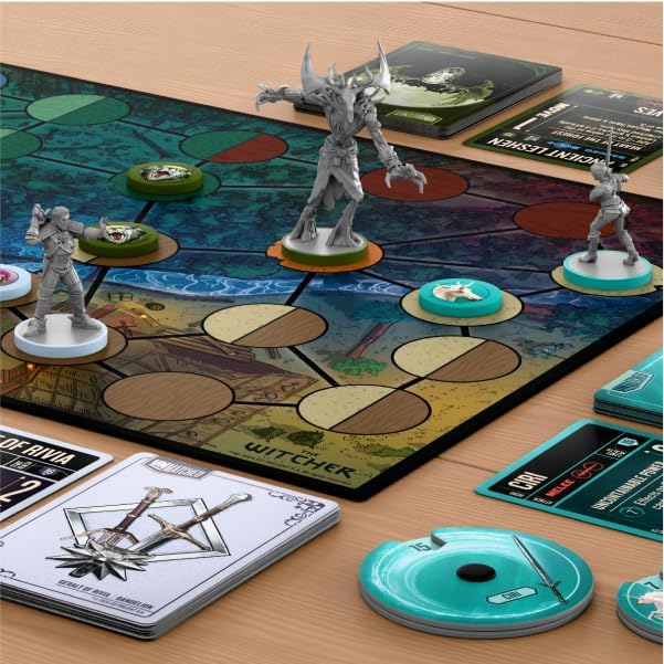 Restoration Games Unmatched The Witcher Steel &amp Silver - Strategy Board Game for Adults - Witcher Heroes Expansion with Double Sided Battlefield - 2-3 Players - 30 Min Playtime - Ages 9+