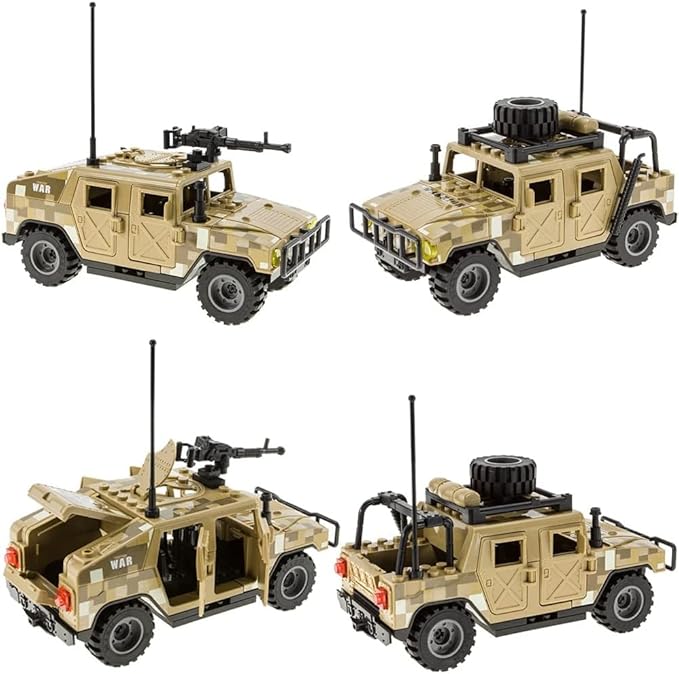 Military Vehicles Building Blocks Sets Compatible with Lego Military Off-Road Vehicle Set Army Model Kit STEM Toys for Boys Kids and Teens Ages 8-14 (Khaki)