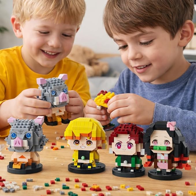 Anime Building Blocks Set 1140 PCS 2 in 1 Sitting &amp Standing Models Cute Micro Brick Action Figures Japanese Manga Merch Toy Decor Character Anime Manga Fans Gift for Kids Adults Toys 8-12 6-14