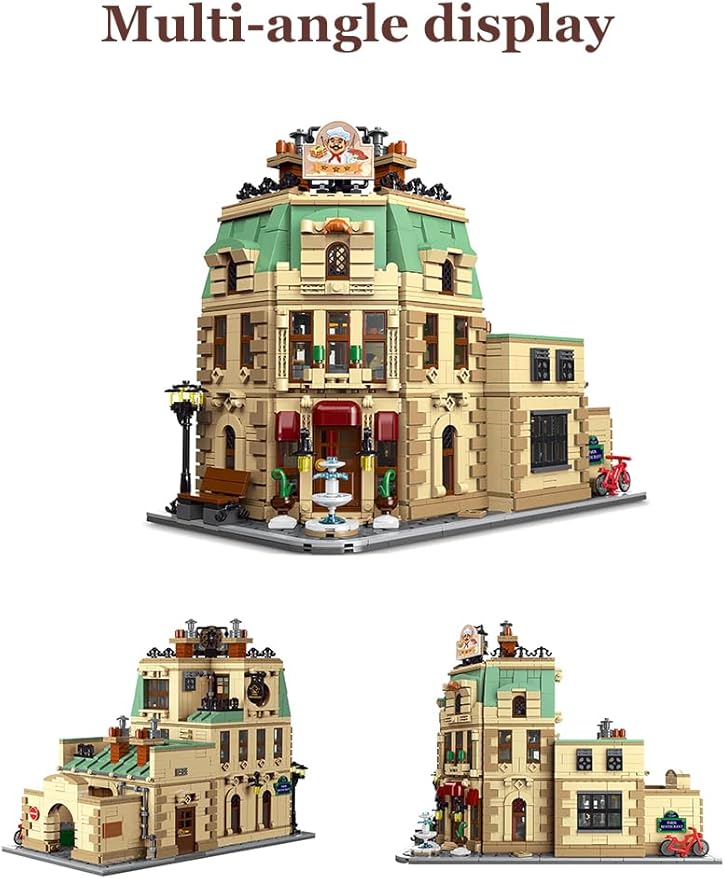 Restaurants in Paris Building Set with Lights Street Scene Series Building Blocks Set Modular Building Block Kit Home DecorGreat Gift for Teens and Adults 3104PCS