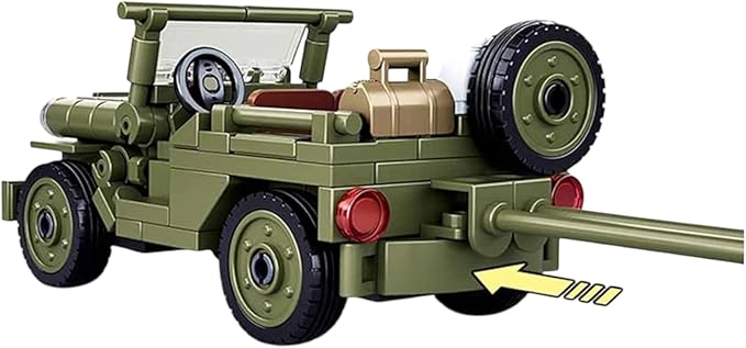 General Jim's WW2 Landing Craft Higgins Boat Building Blocks Set – 325 Pieces with Military Jeep &amp Rotating Figures – Compatible with All Major Brick Brands – Historical WW2 Model Set