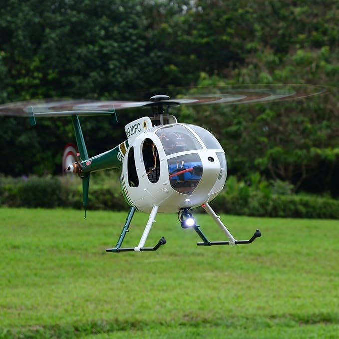 Roban RTF 470 Size MD500E RC Helicopter 2 Blades Green White Hughes GPS Model