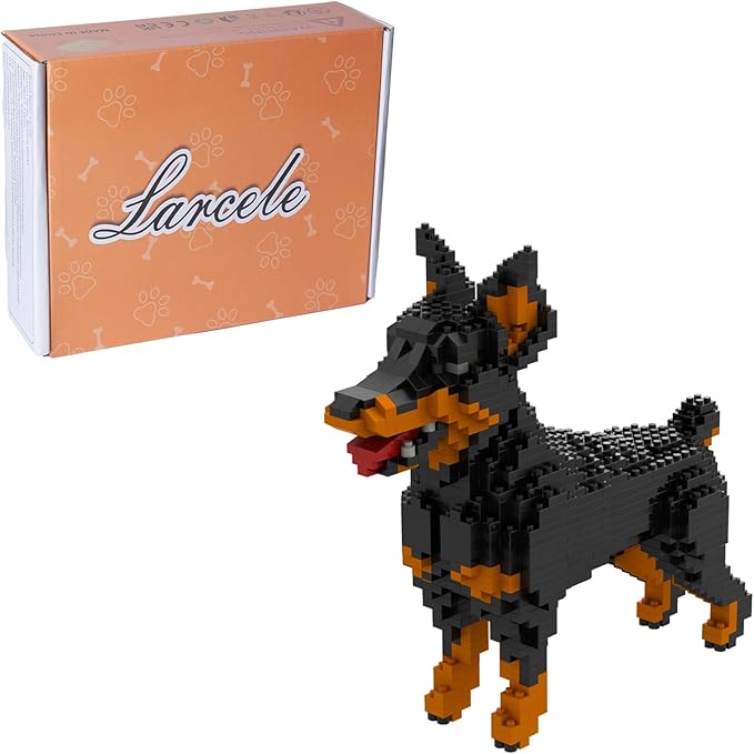 Larcele Micro Building Blocks Animal Set DIY Mini 3D Building Toy Bricks957 Pieces KLJM-05(Dobermann)