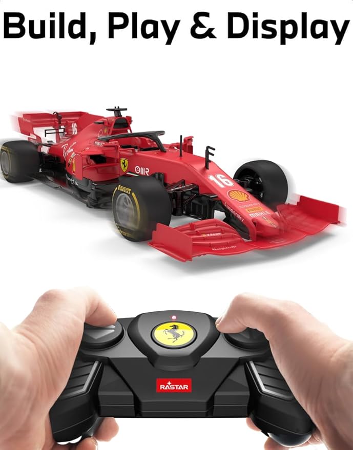 RASTAR 97000 1/16 65PCS Officially Licensed RC Race Car Building Kits for Ferrari SF1000 F1 with Remote Control Motor &amp DIY Decals for Play &amp Display - Ideal Gift for F1 Fans Ages 8+
