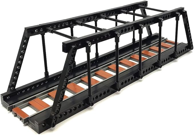 Classic Train Building Bridge City Passenger Express Train Tracks Toys Accessories Railroad Construction Building Block Compatible with Major Brand (Black Bridge)