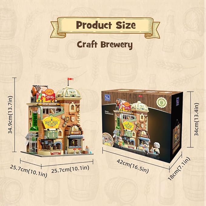PANTASY Craft Beer Brewery Building Set for Adults – Vintage Microbrewery Factory Model with Modular Architecture Dynamic Mechanisms Self-Developed Minifigures &amp Display-Ready Design