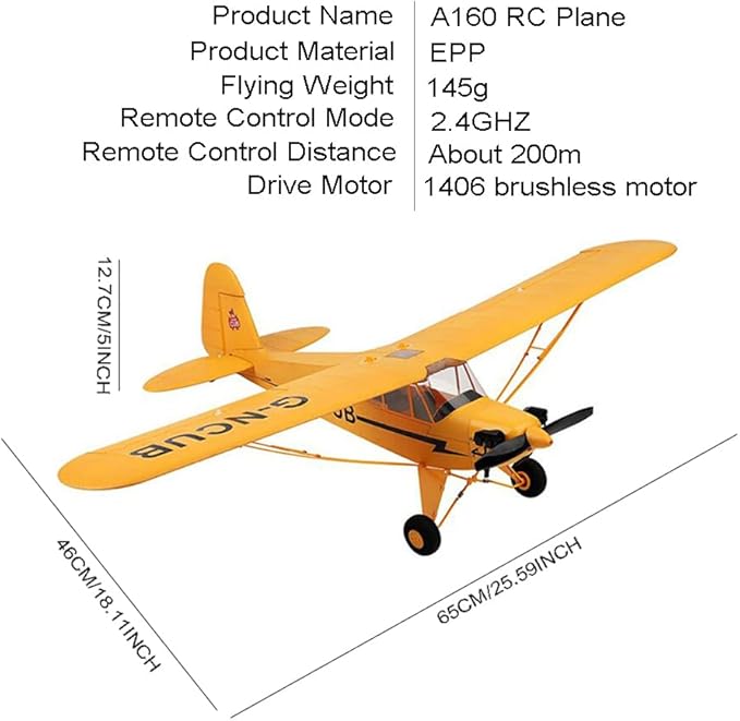 RC Plane A160 J3 RC Airplanes for Adults 3D 5CH Brushless RC Planes 6-Axis Gyro 2.4GHZ Stunt RC Glider with 2 Batteries and Spare Propeller