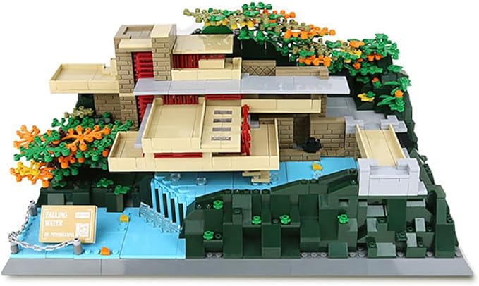 1221Pcs Fallingwater Pennsylvania Building Set World Landmark Architecture Model Collectible Toy for Kids and Adults