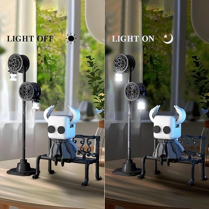 Knight Figure Building Toys Set 370 PCS Game Knight Merch with Light-Up Streetlamp &amp Sword Adult Collectible Display Model