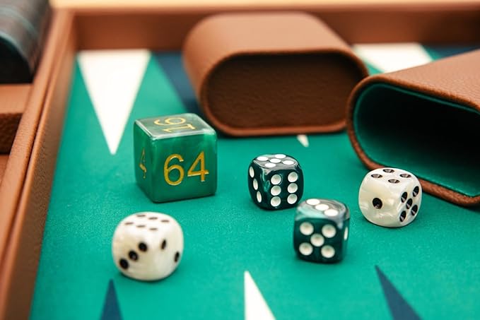 19 Inch Premium Backgammon Sets for Adults Leather Brown - Green. Premium 1.6 Inch Checkers &amp Dice Set Travel Backgammon Set Large Backgammon Board Game Backgammon Game Set