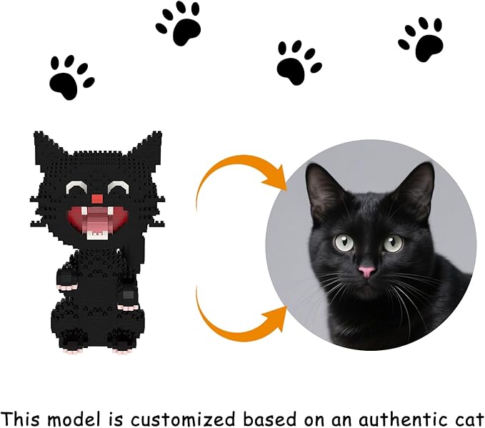 Larcele Micro Building Blocks Set DIY Mini Building Toy Bricks for Age Over 12 Years 1188 Pieces KLJM-05 (Black Cat 2)
