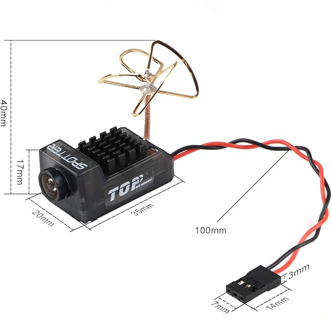 Crazepony Spotter V2 Micro FPV AIO Camera 5.8G with OSD Integrated Mic FOV170 Degree 700TVL Video Transmitter 40CH 20MW-200MW Adjustable VTX for Mini FPV RC Drone