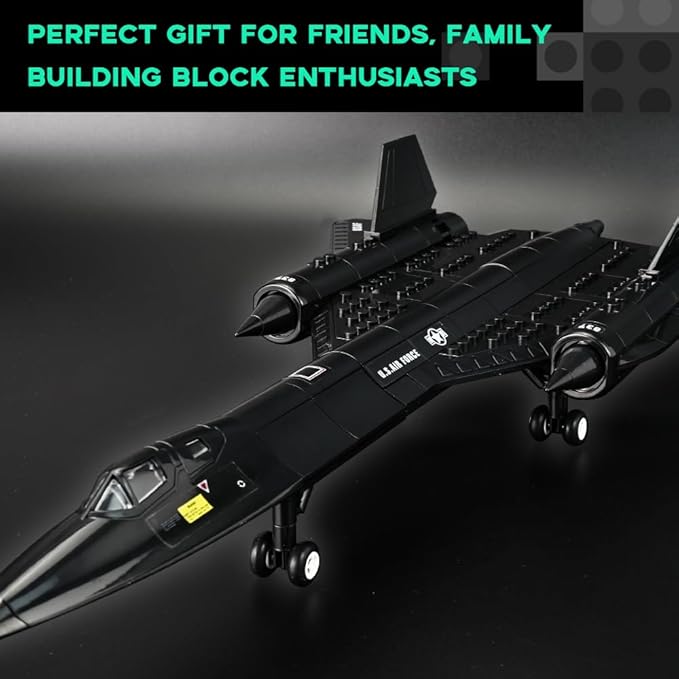 ArtorBricks SR-71 Reconnaissance Blackbird Airplane Military Building Set - 183 Piece Model Kit for Adults Collectors &amp Hobbyists