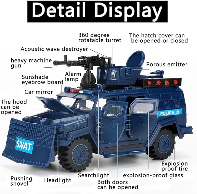 4 in 1 SWAT Armored Vehicle Building Block Building Toys for Age 8-12 Army Military Vehicle Brick Special Police Car Model Toys Gifts for Boys