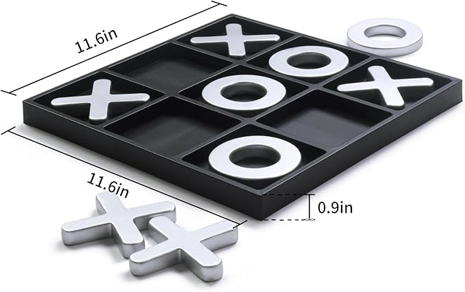 Tic Tac Toe Games Textured Silver 11.6'' Family Puzzle Table Top Games for All Ages Kids Birthday Return Gifts Coffee Table Home Decor