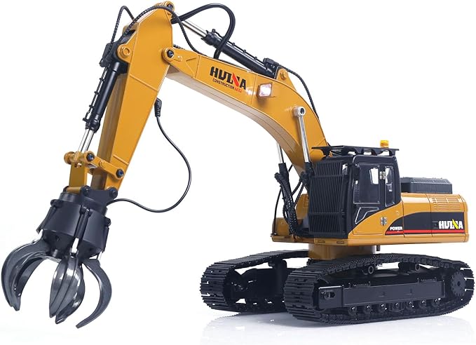 TOUCAN RC HOBBY US in Stock 1/14 Metal Excavator Model HUINA New Upgrade 580 Engineering Vehicle Electric Ball Grabber 360 Rotating Shear Claw Sound Lights for Ages 14+ Gift