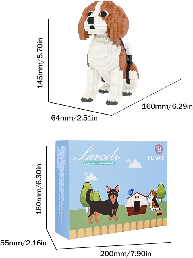 Larcele Micro Building Blocks Set DIY Mini Building Toy Bricks for Age Over 12 Years 964 Pieces KLJM-02 (Beagle)