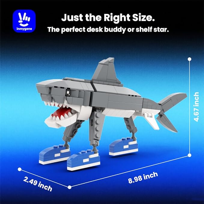 Shark Building Set Italian brainrot Toy Viral Meme Shark Building Kit Poseable Tralalero Tralala Toy for Kids Ages 6+ Creative Gift with Adjustable Jaw &amp Tail