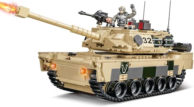 SEMKY Military Series M1 Abrams Tank MOC Building Blocks and Engineering Toy（1206Pieces）with 3 FigureWW2 Army Tank for Kid and Military Fan