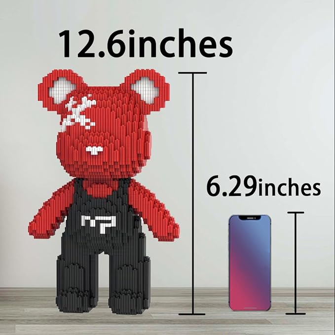 Teddy Red Bear Micro Building Blocks Set(4500Pieces) Christmas Bear Winktoys Building Blocks Gift for Adult and Kid